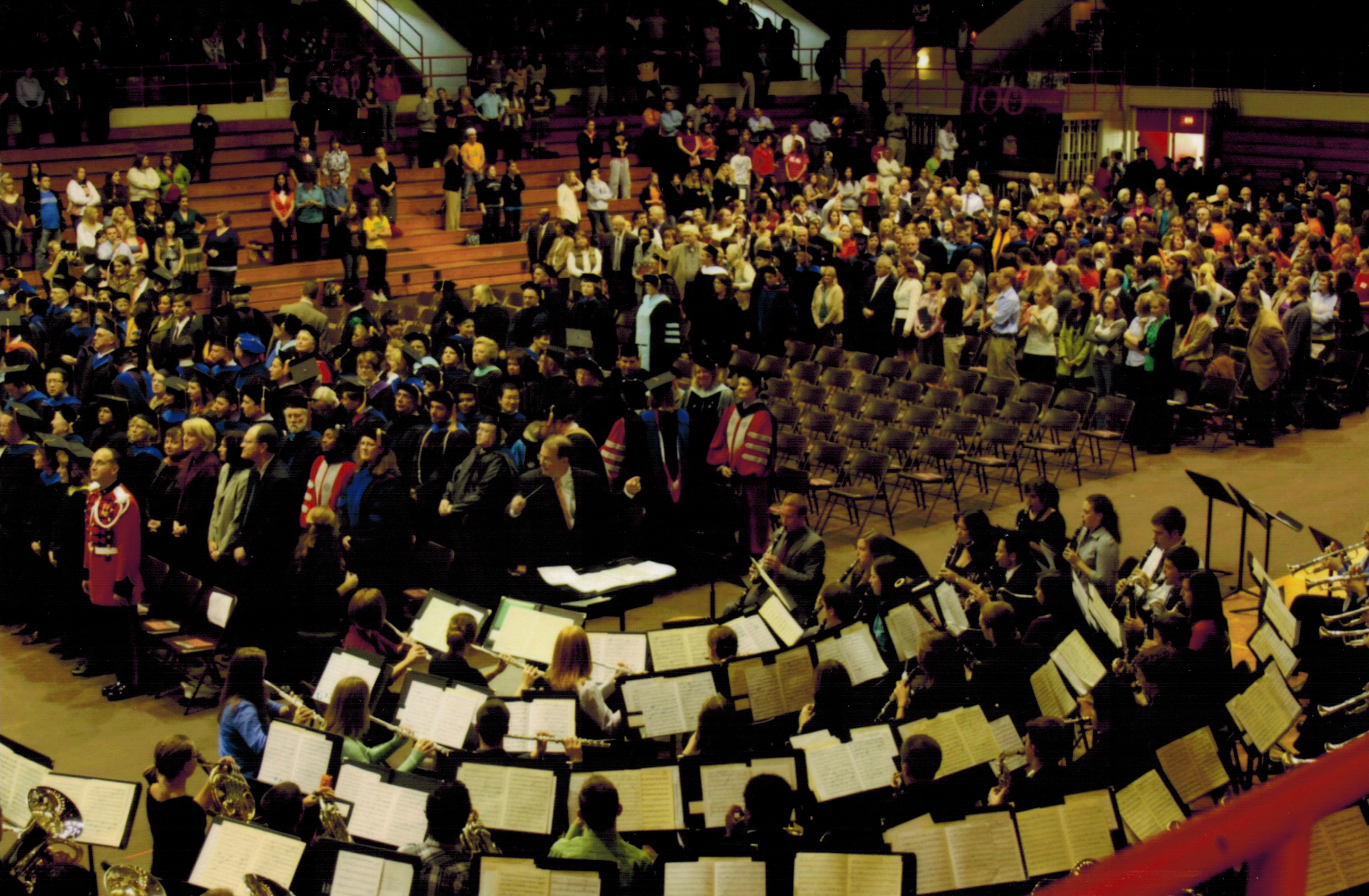 Dr. Moss conducts at the BGSU Centenniel ceremony in Anderson Arena 