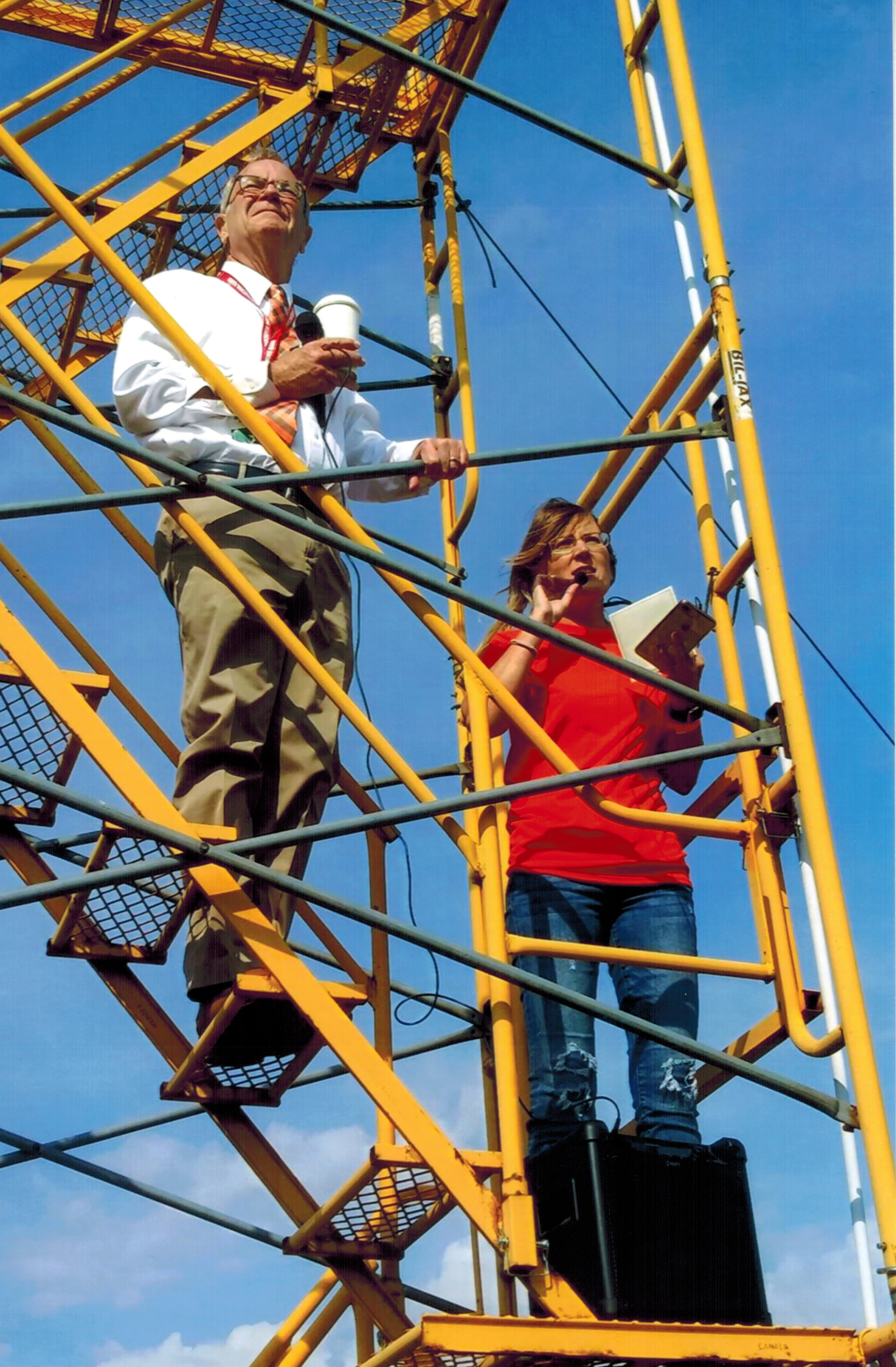 On the scaffold with Megan Stangelo. (photo: Dawn Borg) 