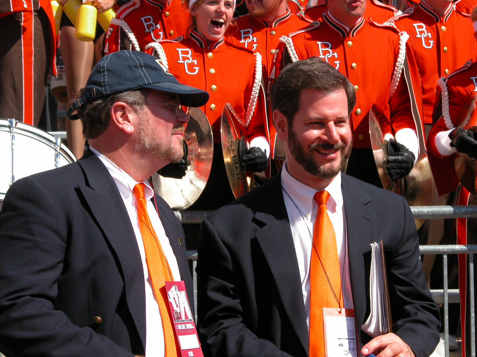  Dr. Moss with guest FMB announcer Pete Friedmann at the BGSU vs Ohio State game (fall, 2003) (photo: Bill Hayward) 