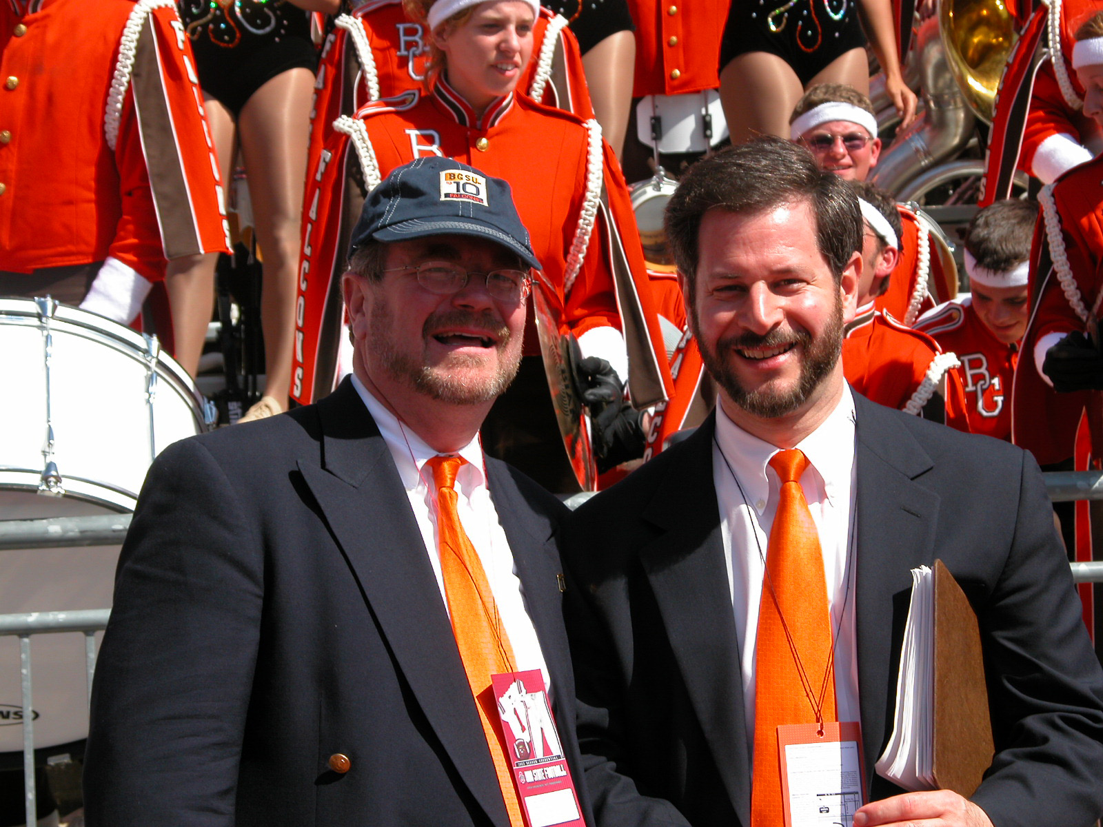  Dr. Moss with guest FMB announcer Pete Friedmann at the BGSU vs Ohio State game (fall, 2003) (photo: Bill Hayward)  