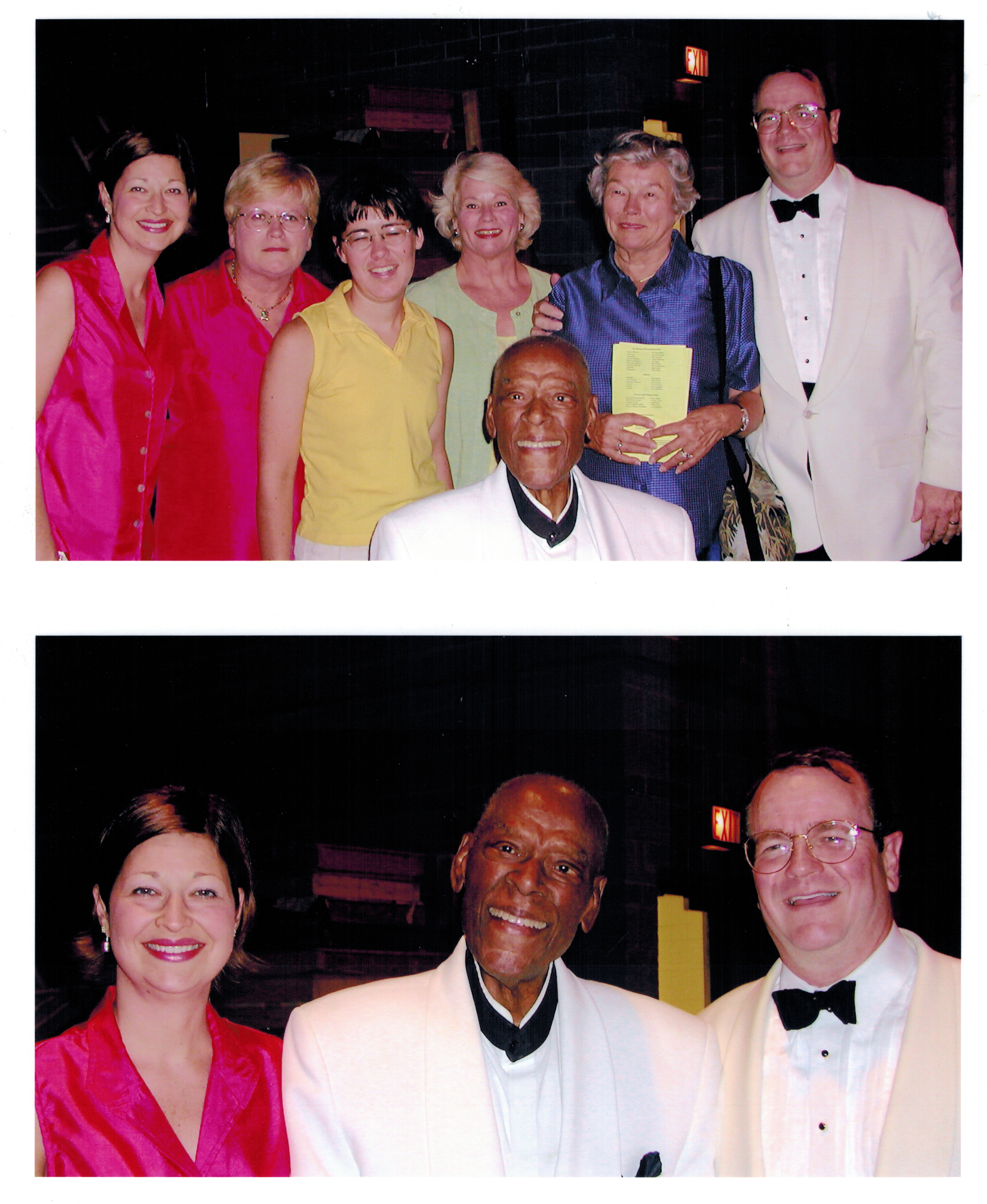  Top: Dr. Moss, his mother, sisters, niece, and Kathy Moss behind William Warfield. Bottom: Dr. Moss with wife Kathy and William Warfield 