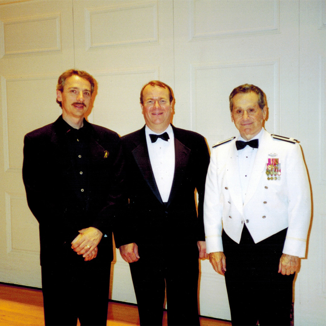  Allen Vizzutti, Bruce Moss, and Col. Arnald Gabriel in Edman Chapel (August, 1999) 