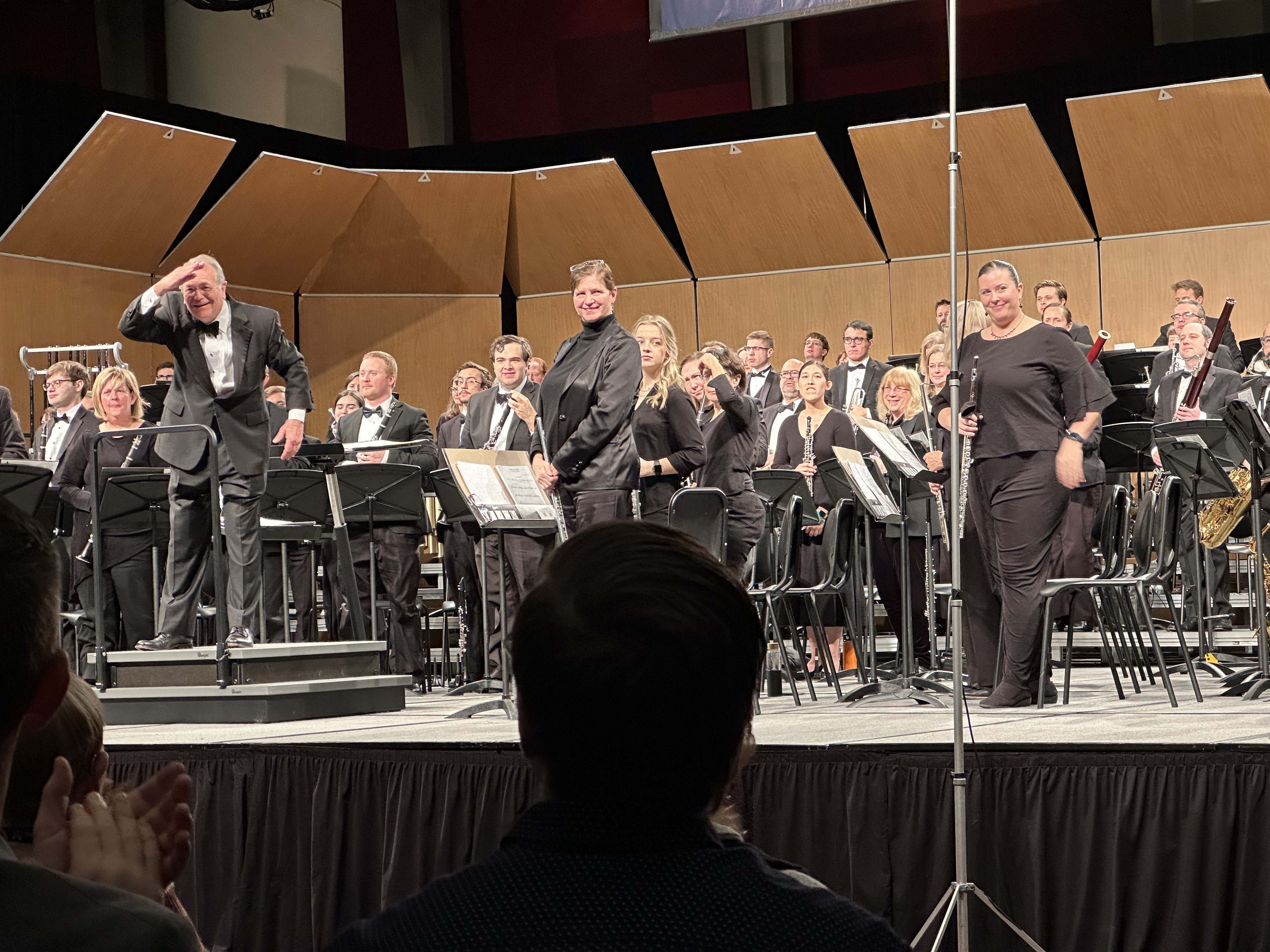  Dr. Moss searching the audience for composer James Stephenson, at The Midwest Clinic (Dec. 2023) (photo: Bill Hayward) 