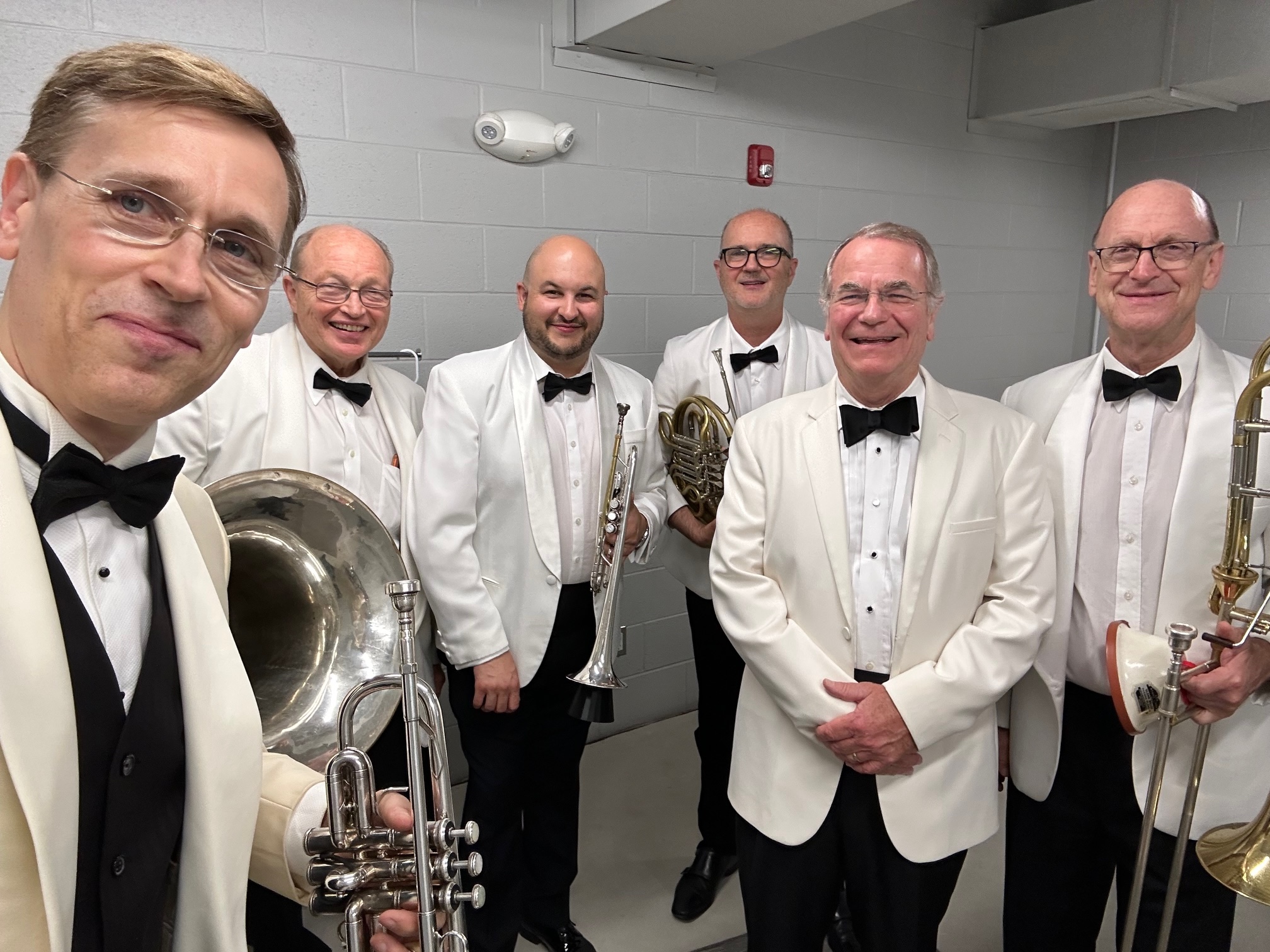  Dr. Moss with the Chicago Symphony Brass Quintet: John Hagstrom, Gene Pokorny, Esteban Batallan, David Griffin, and Michael Mulcahy (summer, 2023) (photo: John Hagstrom) 