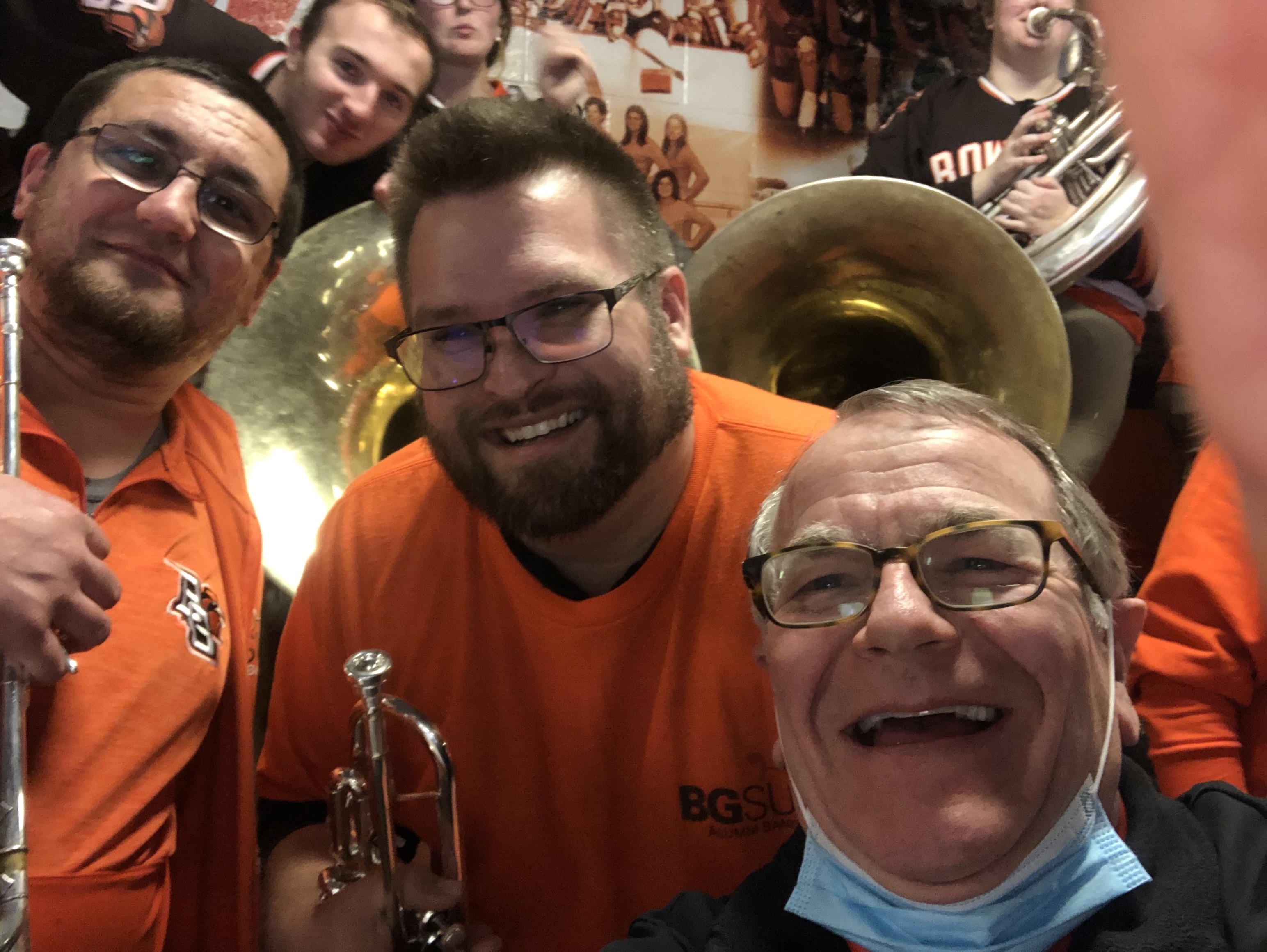  With Jason Lozer and Lance Witty. Alumni Band at BGSU Hockey (Feb. 2023) 