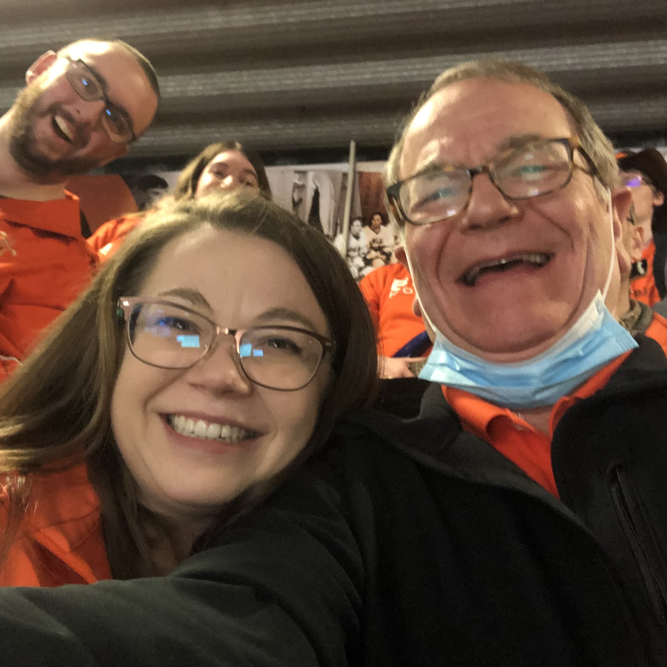  with Samantha Witty (Olander). Alumni Band at BGSU Hockey (Feb. 2023) 